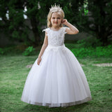 Embroidery Flower Children's Party Dress For Wedding Sleeveless Elegant Long Baby Girl Birthday Feast Clothes 4 to 14 Years