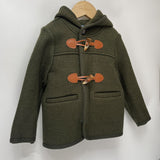 Mqtime Boys Coat Woolen Winter Greenish Brown Hooded Jacket With Horn Buttons Warm Christmas Eid Clothing British Royal Style For 2T-8T