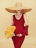 2pcs Maternity Photography Dresses Camisole Dress+robe Set Elegant Sexy Dresses For Pregnant Women Pregnancy Photo Shoot Clothes