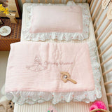 Baby Girl Quilt Blanket Pink Cotton Muslin Summer Quilt for Girls Children Comforter Infant Cot Quilt Baby Sleeping Cover
