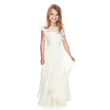 Mqtime Flower Girl Dresses Lace White/Ivory Bridesmaid Gowns Party Wedding Prom Pageant First Communion Children Clothing