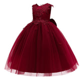Embroidery Flower Children's Party Dress For Wedding Sleeveless Elegant Long Baby Girl Birthday Feast Clothes 4 to 14 Years