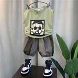 Mqtime 2-11Y New Baby Boys Vest Set Fashion Children's Sets 2 Piece Outfit Korean Version Handsome Teenagers Kids Clothing for Summer