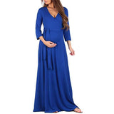 Maternity Maxi Dress Pregnancy Wrapped Ruched V Neck Dress Pregnant Photography Dress Mom Baby Shower Dress Woman Party Dress