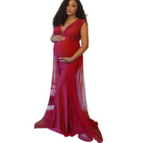 Mqtime Luxury Gown Vestidos De Fiesta Maternity Dress Women Summer Maxi Off Shoulder Gown Sexy Prom Elegant Engagement Robe Dress