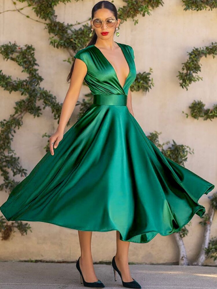 Mqtime Spring Summer Women Sexy Long Dress Elegant Party V Neck Short mqtime Mqtime Spring Summer Women Sexy Long Dress Elegant Party V Neck Short mqtime