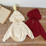 Mqtime Autumn and winter new girls cute hooded knitted sweater baby fashion embroidered shawl cape knitted pullover top