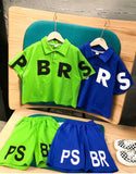 Mqtime Baby Boys Fashion Sports Pants Sets Summer Kids Short Sleeve Letter Print T-Shirt Suits Children's Casual Tees 2pcs