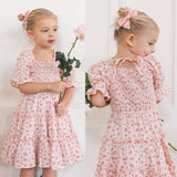 Mqtime  Mother Daughter Dress Floral Printed Family Matching Dresses Square Collar Dresses Summer Mommy and Me Clothes