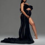 Mqtime Maternity Photography Props Bow Dresses Pregnant Woman Backless Irregular Photo Shoot Long Dresses