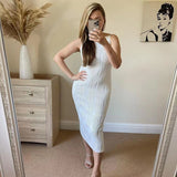 Mqtime  Camisole Dress for Women  Summer Clothing Threaded Slim Sexy Lady Midi Dresses Fashion Vestidos Vacation Female Robe