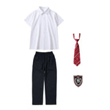 Mqtime Kid Japanese School Uniform White Shirt Navy Pleated Pinafore Dress Pants Shorts Bow Tie for Girl Boy Clothes Set Student Outfit