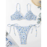 Mqtime New 2023 Swimsuit Female Bikini For More Bathing Suit Bath Exits Beach Women Two Piece Set Floral Polyester Swim Swiming Biquine