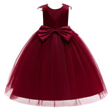 Embroidery Flower Children's Party Dress For Wedding Sleeveless Elegant Long Baby Girl Birthday Feast Clothes 4 to 14 Years