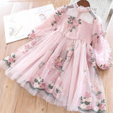 Mqtime Girl Dress Spring New Fashion Casual Lace Chiffon Flower Kid Children Clothing Princess 2-7 Years High Quality