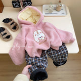 Mqtime Cartoon Children's Sweatshirt Fall Winter Plus Velvet Boys and Girls Warm Hooded Jacket Childrens Tops Baby clothes pullover Top