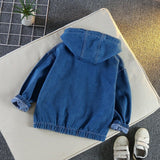 Mqtime Baby Boys Hooded Sweatshirt 2023 Spring Autumn Kids Loose Demin Coat Solid Color Tops Casual  Hoodies Clothes