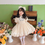 Mqtime Spanish Lolita Baby Dress Girls Embroidery Floral Ball Gown For Toddler Birthday Clothes Children Boutique Lace Summer Dresses