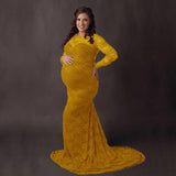 Mqtime Lace Sexy Maternity Photography Dresses Boat Neck Pregnancy Shoot Dress With Long Train Women Maxi Maternity Gown Photo Props