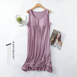 Mqtime Summer L-3XL Sleepdress Women Modal Nightgown Sleeveless Dressing Gown Casual Nightdress Lady Homewear Sexy Lingerie