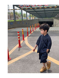Mqtime 2023 Korea Teenagers Boy Kid Ribbed Loose Clothes Set Shirt+Shorts 2PCS Summer Child Clothing Set Casual Short Sleeve Baby Sets