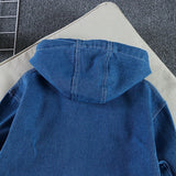 Mqtime Baby Boys Hooded Sweatshirt 2023 Spring Autumn Kids Loose Demin Coat Solid Color Tops Casual  Hoodies Clothes
