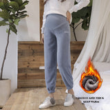 Winter Warm Maternity Pants Flannel Pregnancy Leggings Solid Color Pants Elastic Pregnant Women Trousers Pregnancy Clothes