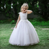 Embroidery Flower Children's Party Dress For Wedding Sleeveless Elegant Long Baby Girl Birthday Feast Clothes 4 to 14 Years