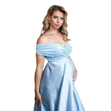 Mqtime Silk Sexy Maternity Photo Shoot Dresses Long Baby Showers Party Evening Pregnancy Maxi Gown Photography Props for Pregnant Women