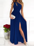 Mqtime Dresses for Women 2023 New Summer Long Elegant Sleeveless Blue Sexy Split Evening Dress Slim Suspender Bodice Birthday Dress