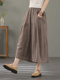 Mqtime  Summer Loose Retro Buckle Casual Thin Cotton and Linen Seven-point Wide-leg Pants Women Oversize Clothes Stacked Pants