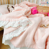 Baby Girl Quilt Blanket Pink Cotton Muslin Summer Quilt for Girls Children Comforter Infant Cot Quilt Baby Sleeping Cover