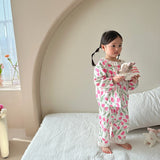 Mqtime Mom and Daughter Matching Clothes 2023 New Fashionable Girls Spring Homewear Pajamas Floral Baby Casual Simple Clothes Set