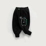 Mqtime Spring Kid Trousers Autumn Children Straight Thin Fleece Warm Sports Pant Baby Cartoon Dinosaur Jogger Sweatpant for Boy