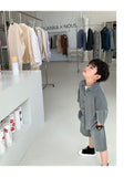 Mqtime 2023 Korea Teenagers Boy Kid Ribbed Loose Clothes Set Shirt+Shorts 2PCS Summer Child Clothing Set Casual Short Sleeve Baby Sets