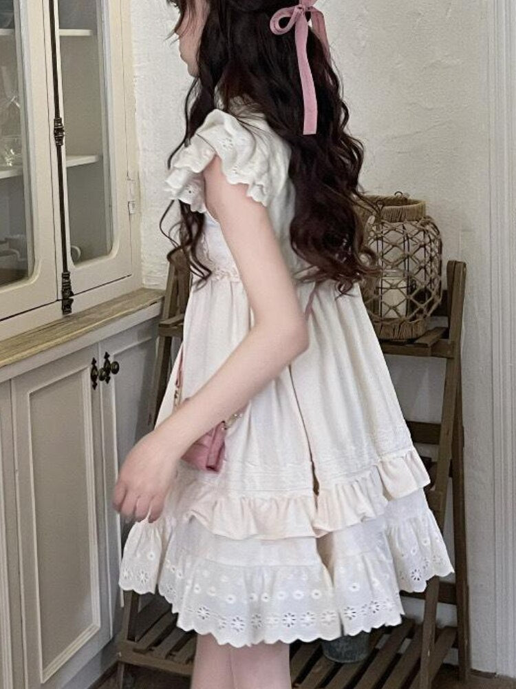 Mqtime Summer Lolita Kawaii Mini Dress Women Flying Sleeve Japanese Sw mqtime Mqtime Summer Lolita Kawaii Mini Dress Women Flying Sleeve Japanese Sw mqtime