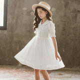 Mqtime Teenage Girls White Lace Princess Dress 2023 Spring Summer Elegant Kids Dresses School Clothes Children Costume 10 12 13 Years