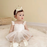 Mqtime Baby Princess Dress Newborn Girl Fashion Tutu Dress Birthday Baptism Skirt Kids Clothes Christening Dress for Girls Cute Infant