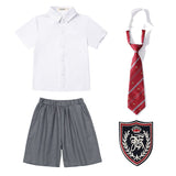 Mqtime Kid Japanese School Uniform White Shirt Gray Pleated Pinafore Dress Pants Shorts Bow Tie for Girl Boy Clothes Set Student Outfit