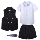 Mqtime Kid Korean Japanese School Uniform White Shirt Navy Stripe Pinafore Dress Shorts Vest for Girl Boy Clothes Set Student Outfit