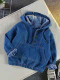 Mqtime Baby Boys Hooded Sweatshirt 2023 Spring Autumn Kids Loose Demin Coat Solid Color Tops Casual  Hoodies Clothes