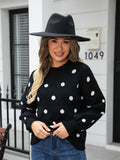 Mqtime Polka Dots O Neck Casual Sweater Women Autumn Winter White Casual Vintage Female Jumper Black Thick Retro Pullover