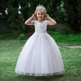 Embroidery Flower Children's Party Dress For Wedding Sleeveless Elegant Long Baby Girl Birthday Feast Clothes 4 to 14 Years