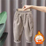 Harem Pants Corduroy Children Outfits Tracksuit Winter Cotton Trousers Kids Outwear Pants Boys Girls Casual Pants Warm Pants 2-8