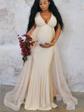 Mqtime Luxury Gown Vestidos De Fiesta Maternity Dress Women Summer Maxi Off Shoulder Gown Sexy Prom Elegant Engagement Robe Dress
