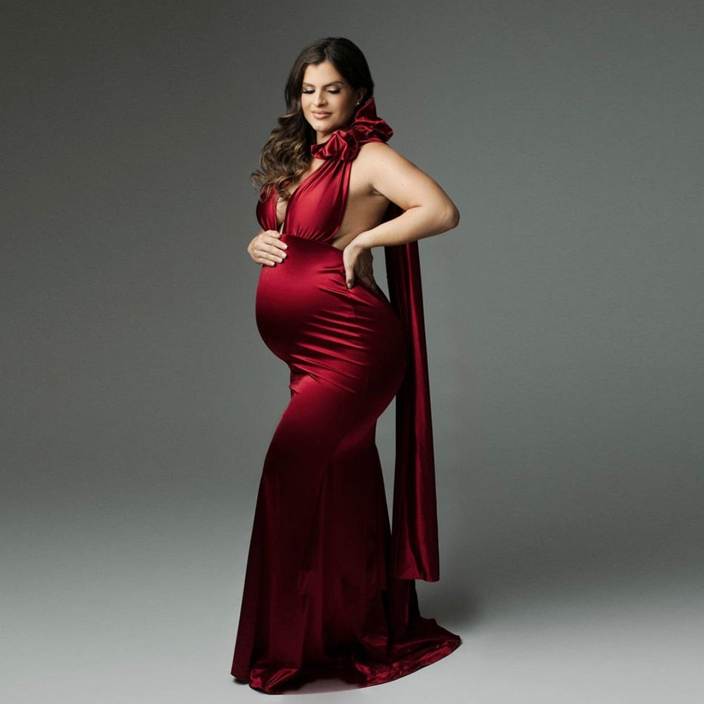 pregnancy satin dress Tiffany Rose Zoey Maternity Wedding Gown Satin Ivory
