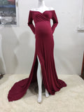 Mqtime Maternity Flowy Photo Dress Pregnant Women Shoulderless Mermaid Sexy Gown Pregnancy Diary Belly Bump Photo Album Last Trimester