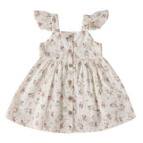 Mqtime 1-5-year-old baby girls' dress new summer girls' embroidered broken flower fly sleeve suspender A-shaped dress