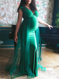 Mqtime Luxury Gown Vestidos De Fiesta Maternity Dress Women Summer Maxi Off Shoulder Gown Sexy Prom Elegant Engagement Robe Dress