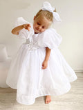 Mqtime Gardenwed Ivory Fluffy Flower Girl Dress Princess Elegant Bow First Communion Dress Little Bride Dress Girl Birthday Dresses